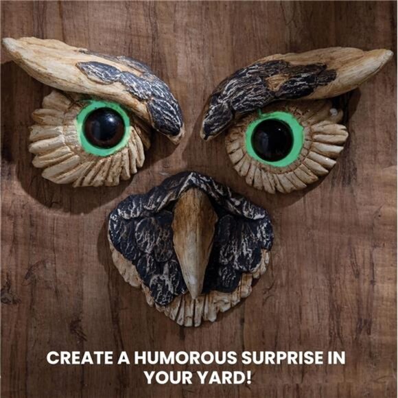 'Owl Face' Tree Hugger - Yard Decoration - Whimsical Tree Sculpture – Outdoor - Picture 7 of 8